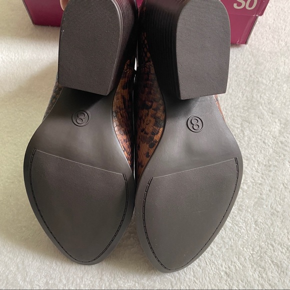 NEW SO Angelfish Snakeskin Pattern Brown Bootie Boots - Picture 3 of 7